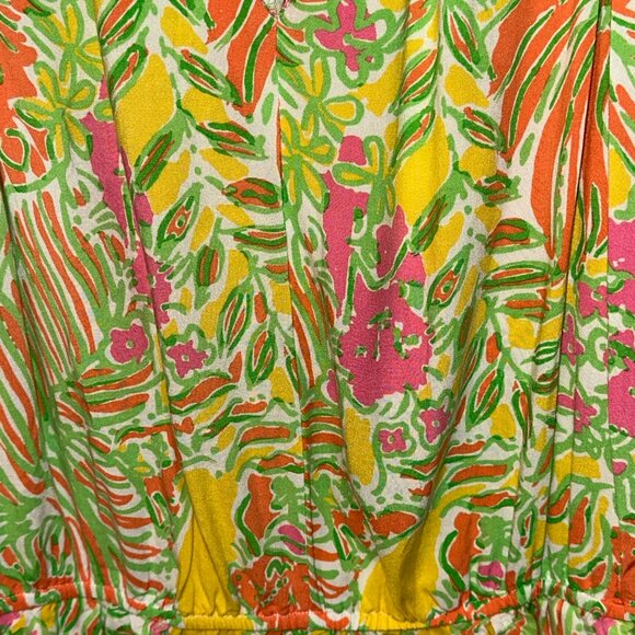 Lilly Pulitzer Target Happy Place Challis Floral Romper Medium Sleeveless Summer - Picture 5 of 9
